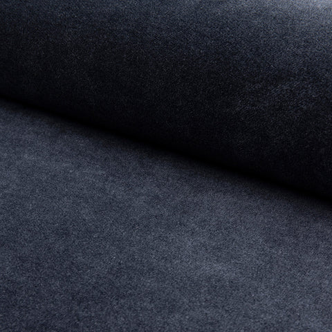 Black velveteen upholstery fabric by the yard, rolled bolt view
