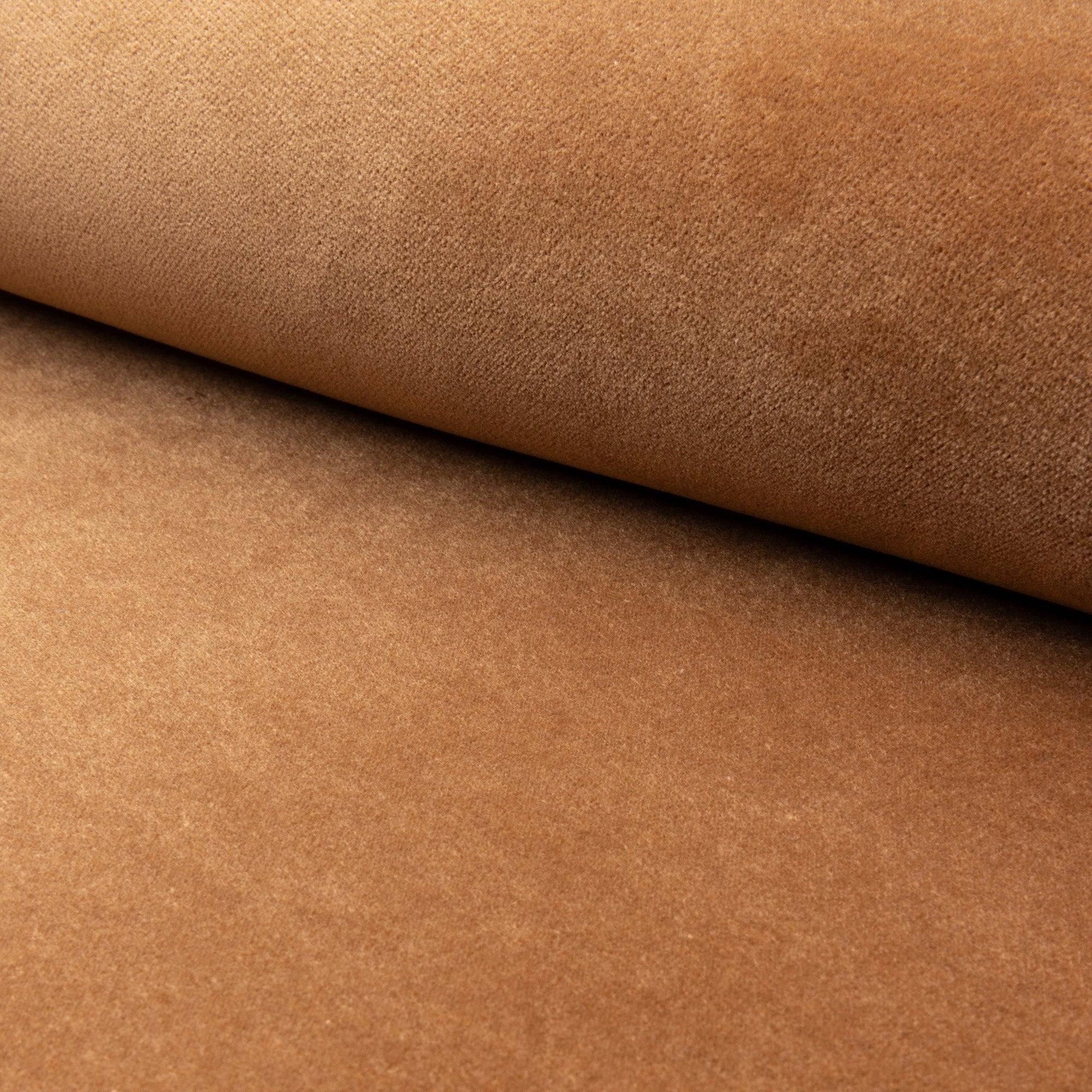 Brown velveteen upholstery fabric by the yard, rolled bolt view