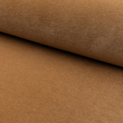 Brown velveteen upholstery fabric by the yard, rolled bolt view