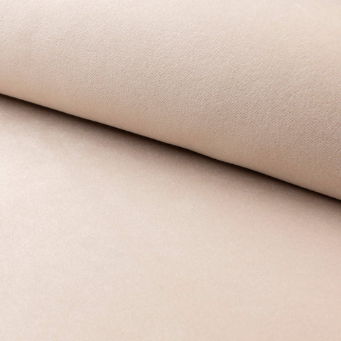 Beige velveteen upholstery fabric by the yard, rolled bolt view