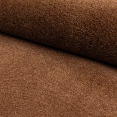 Dark brown velveteen upholstery fabric by the yard, rolled bolt view