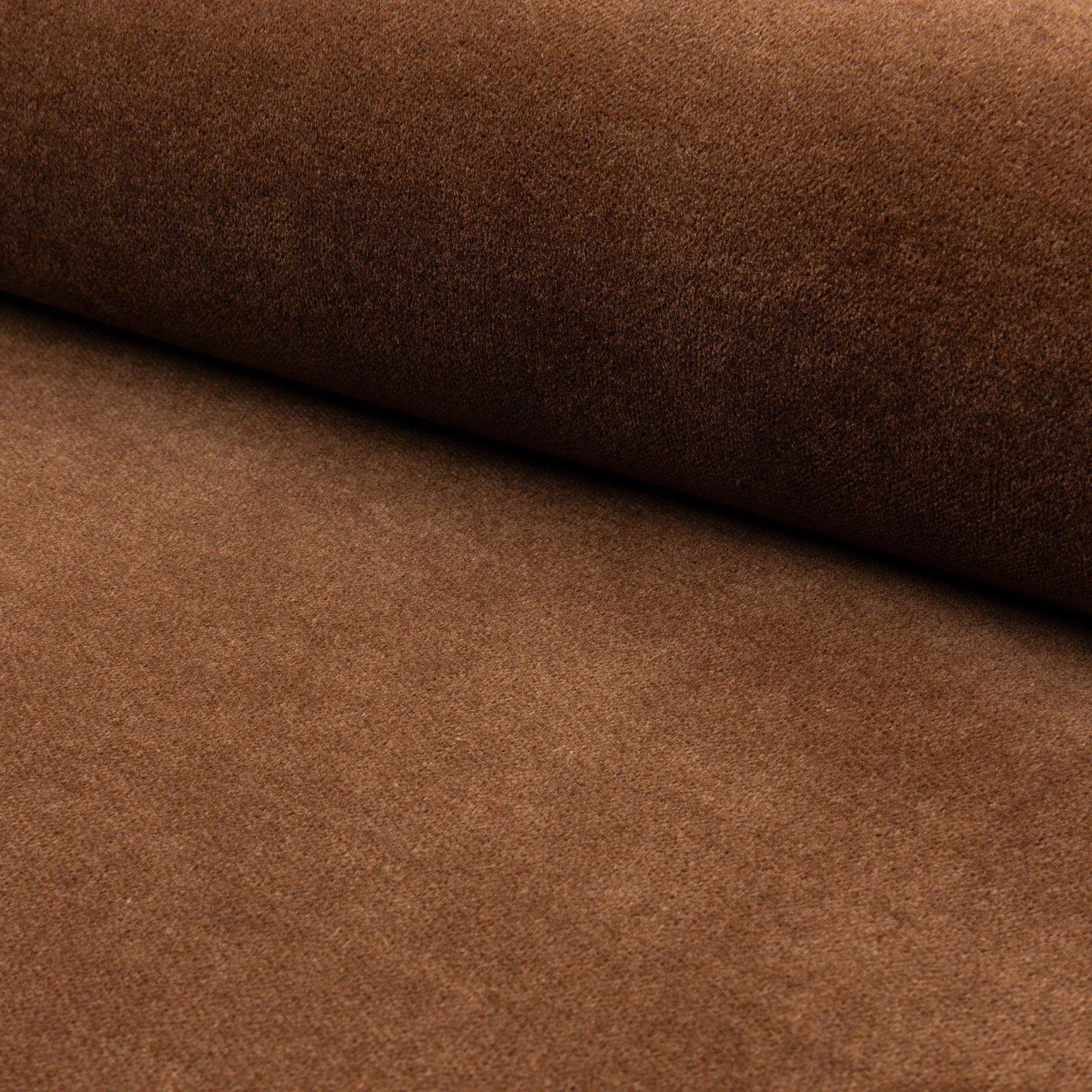 Dark brown velveteen upholstery fabric by the yard, rolled bolt view