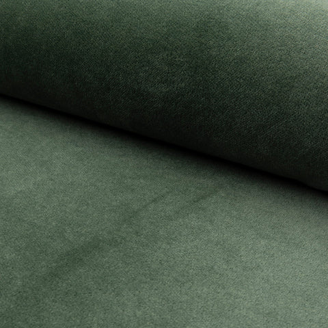 Forest green velveteen upholstery fabric by the yard, rolled bolt view