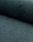 Blue-green velveteen upholstery fabric by the yard, rolled bolt view