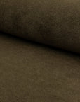 Green velveteen upholstery fabric by the yard, rolled bolt view