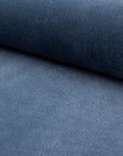 Blue velveteen upholstery fabric by the yard, rolled bolt view