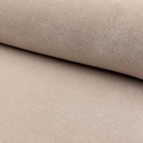 Beige velveteen upholstery fabric by the yard, rolled bolt view