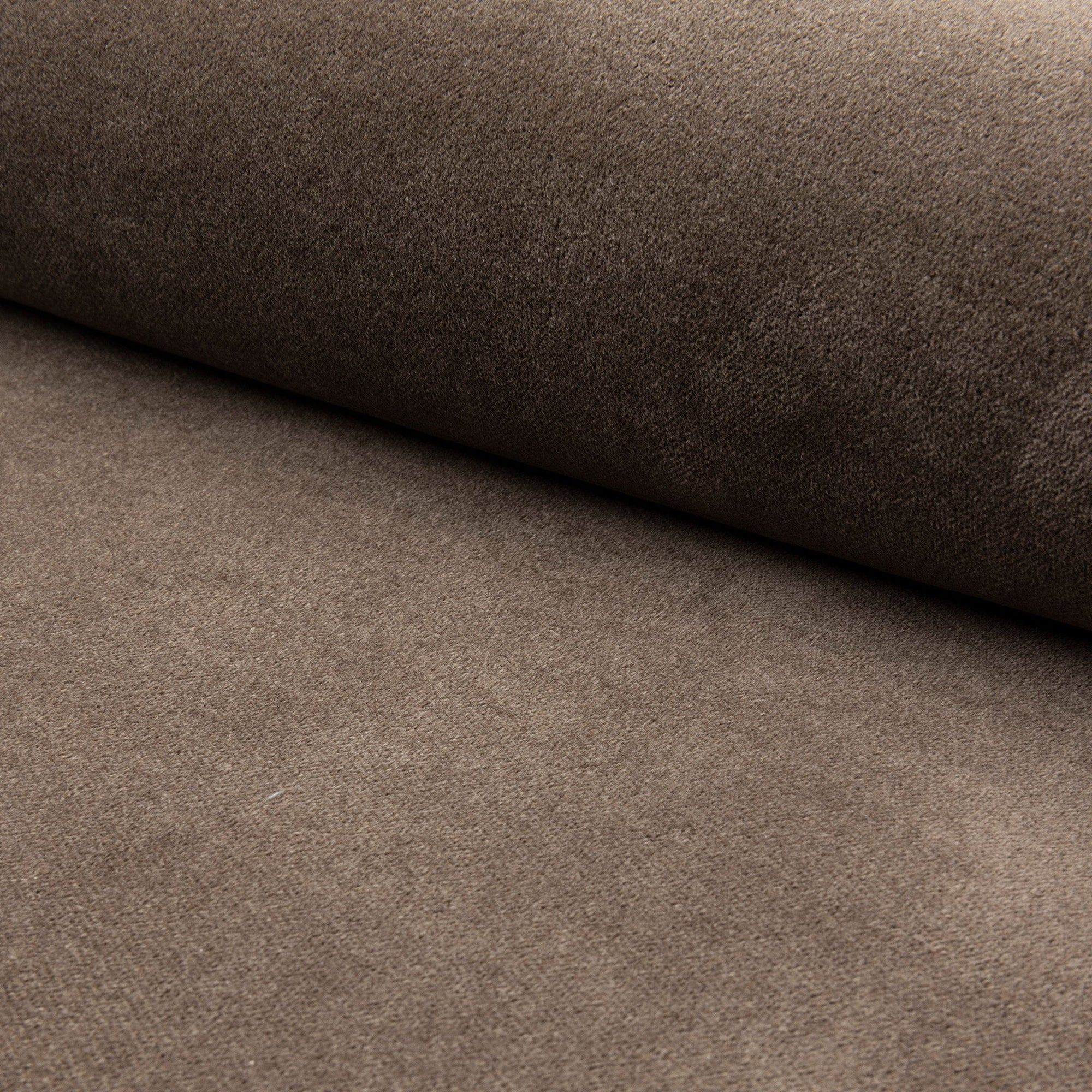 Brown velveteen upholstery fabric by the yard, rolled bolt view