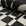 Black and cream abstract printed linen fabric by the yard, rolled bolt view