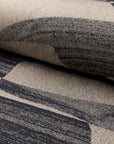 Champagne and black abstract jacquard upholstery fabric by the yard, rolled bolt view