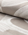Beige abstract jacquard upholstery fabric by the yard, rolled bolt view