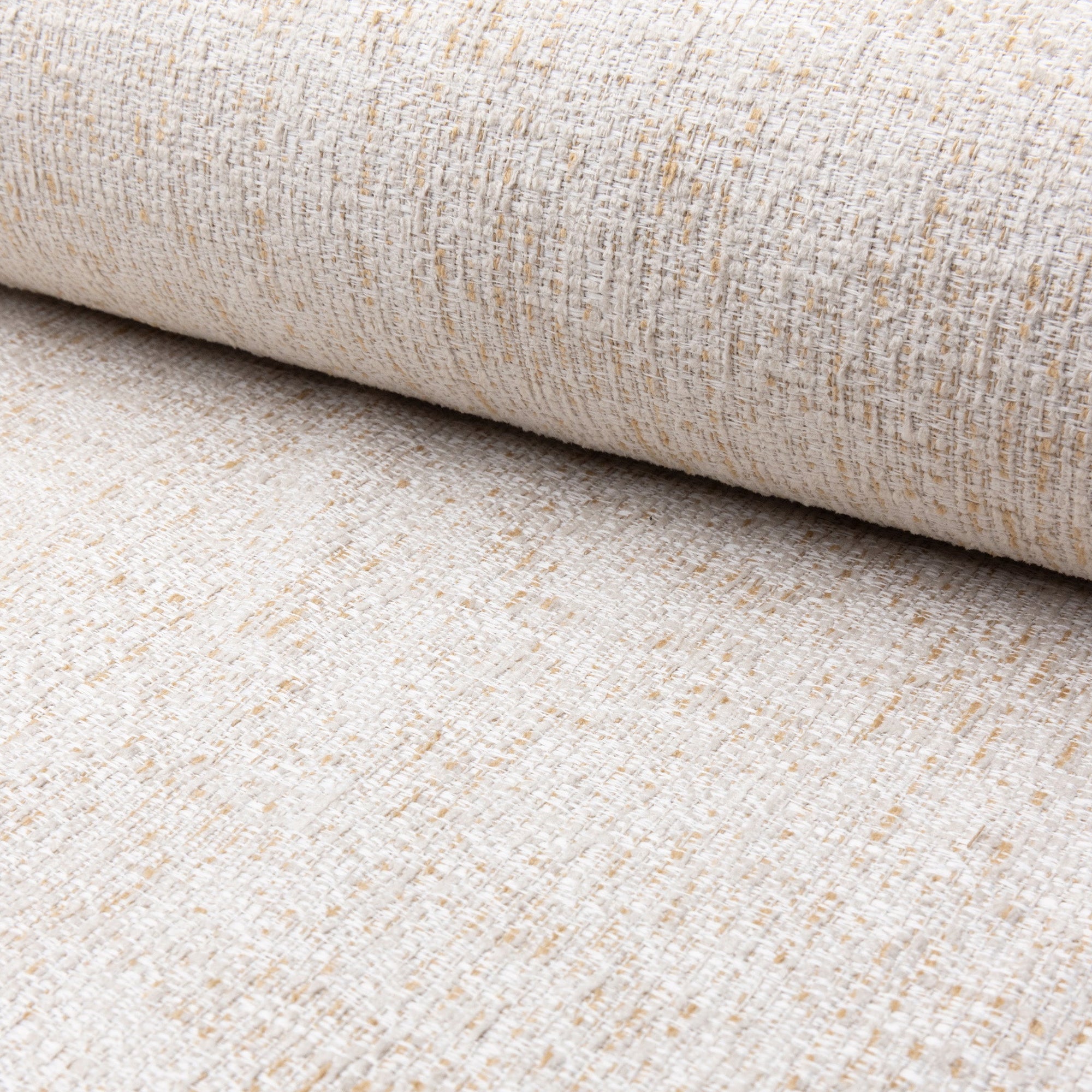 Beige marled chenille outdoor fabric by the yard, rolled bolt view