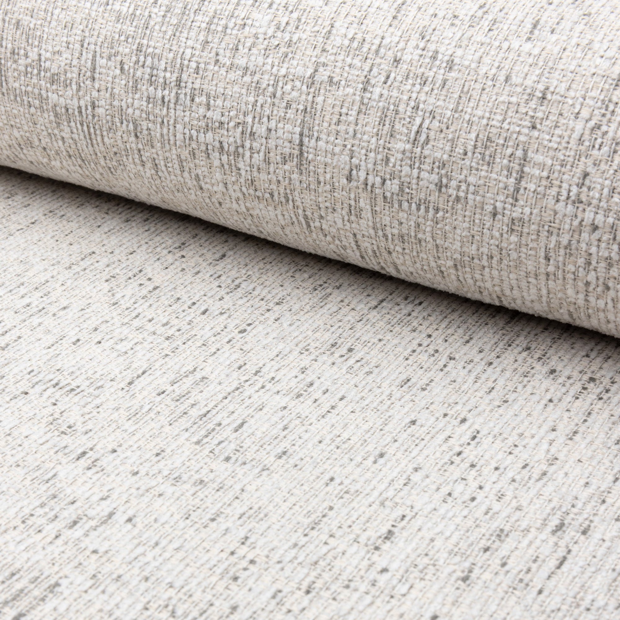 Gray marled chenille outdoor fabric by the yard, rolled bolt view