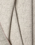 Gray marled chenille outdoor fabric by the yard, folded showing drape and weight