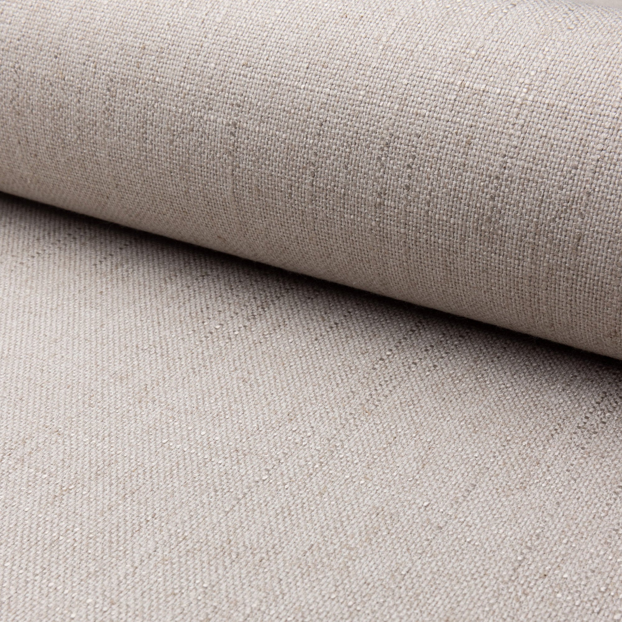 Gray linen upholstery fabric by the yard, rolled bolt view