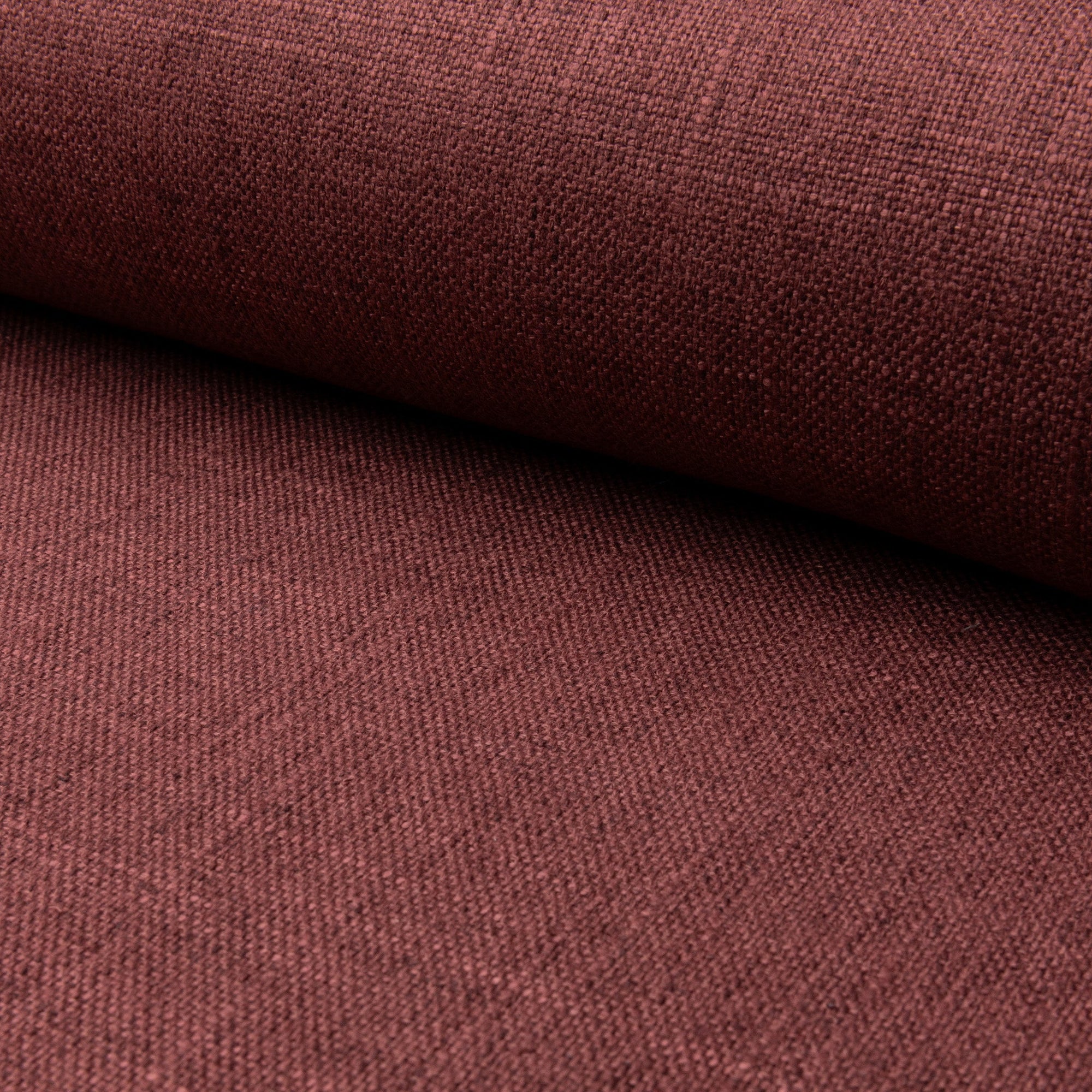 Red linen upholstery fabric by the yard, rolled bolt view