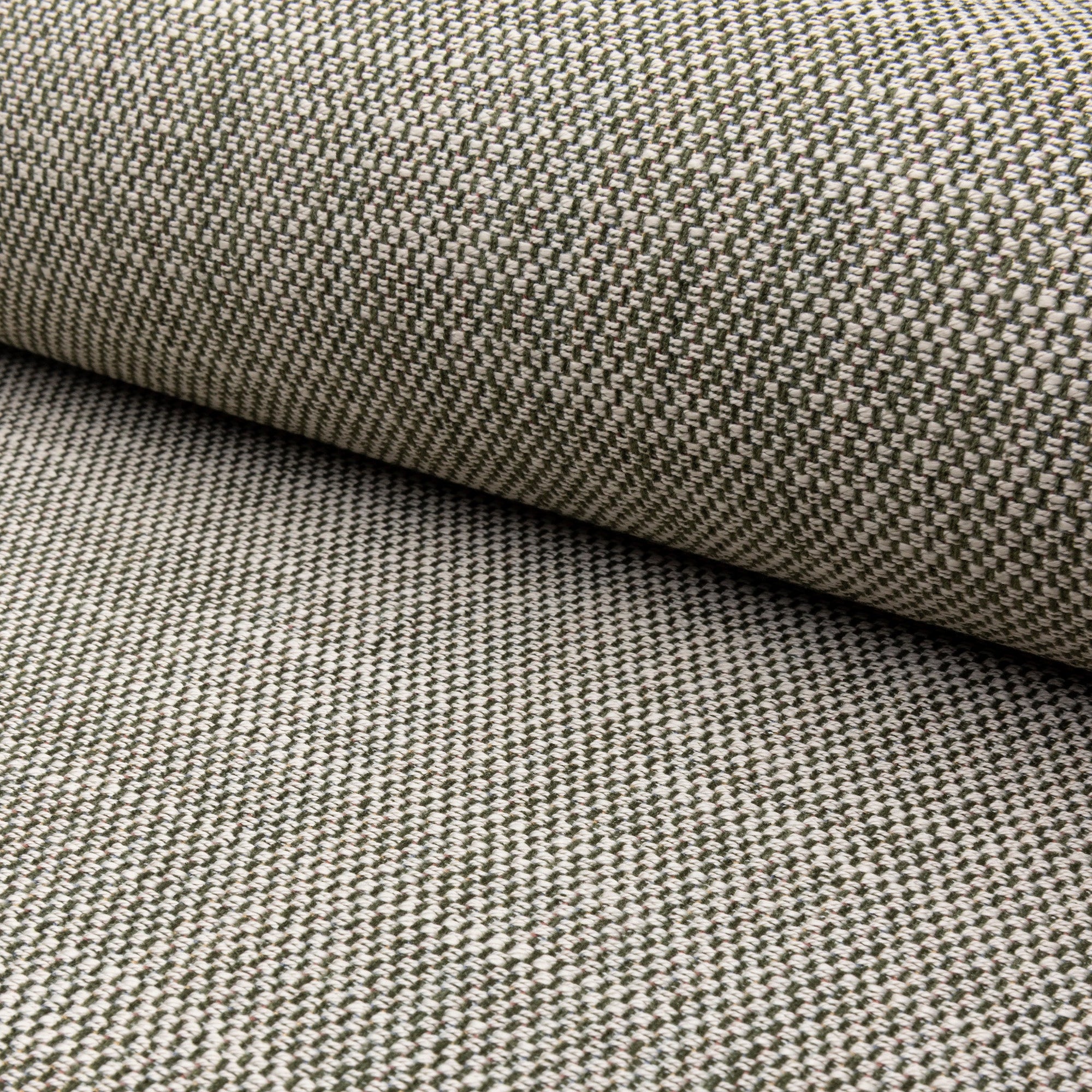 Green basketweave upholstery fabric by the yard, rolled bolt view