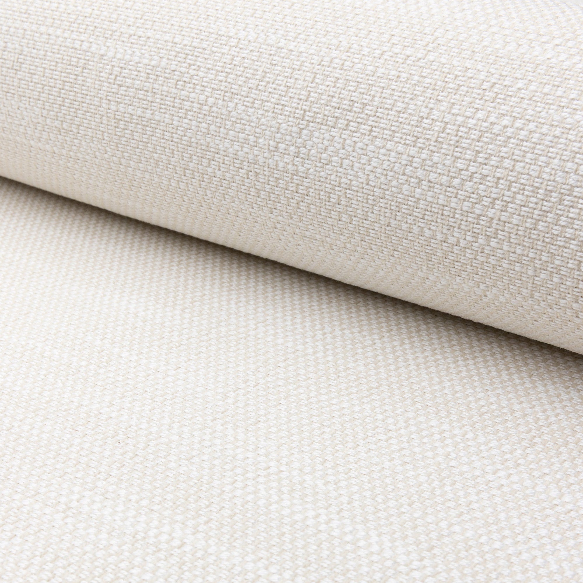 Cream basketweave upholstery fabric by the yard, rolled bolt view