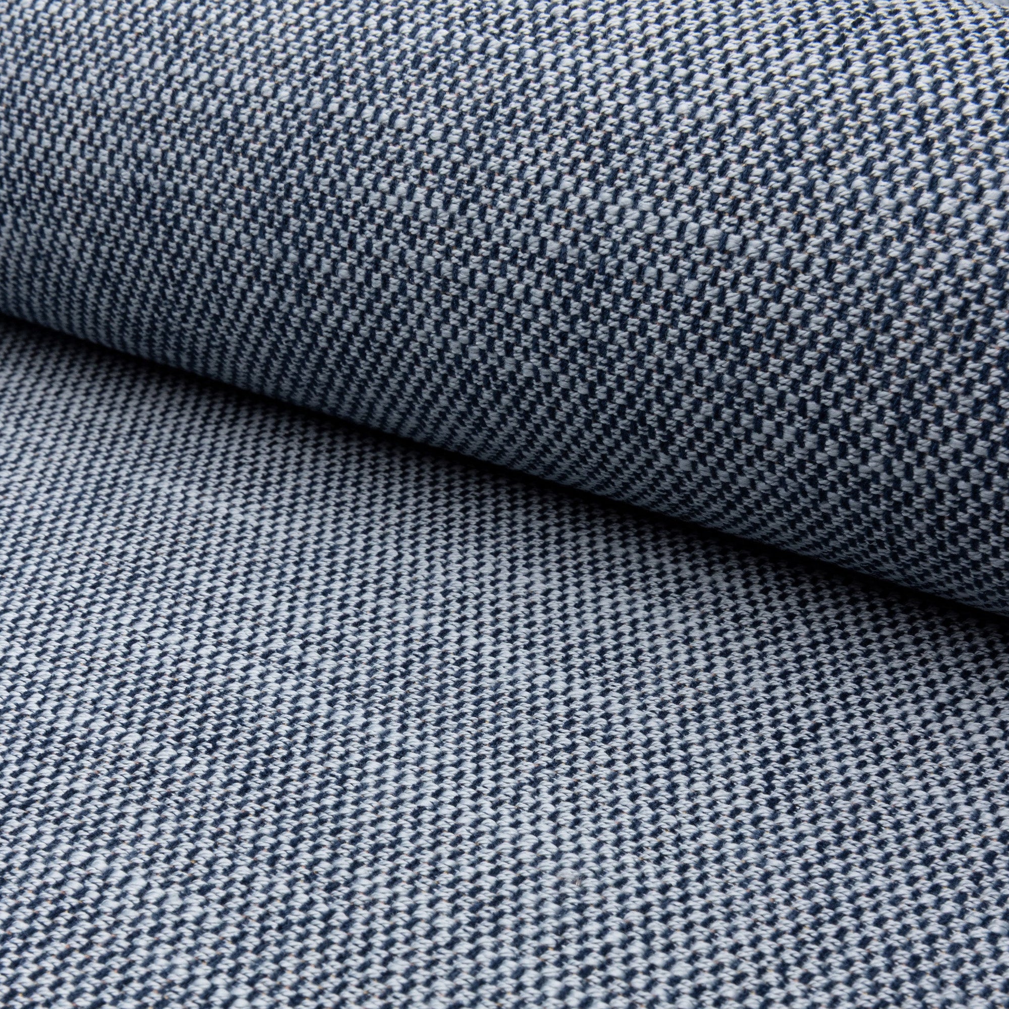 Blue basketweave upholstery fabric by the yard, rolled bolt view