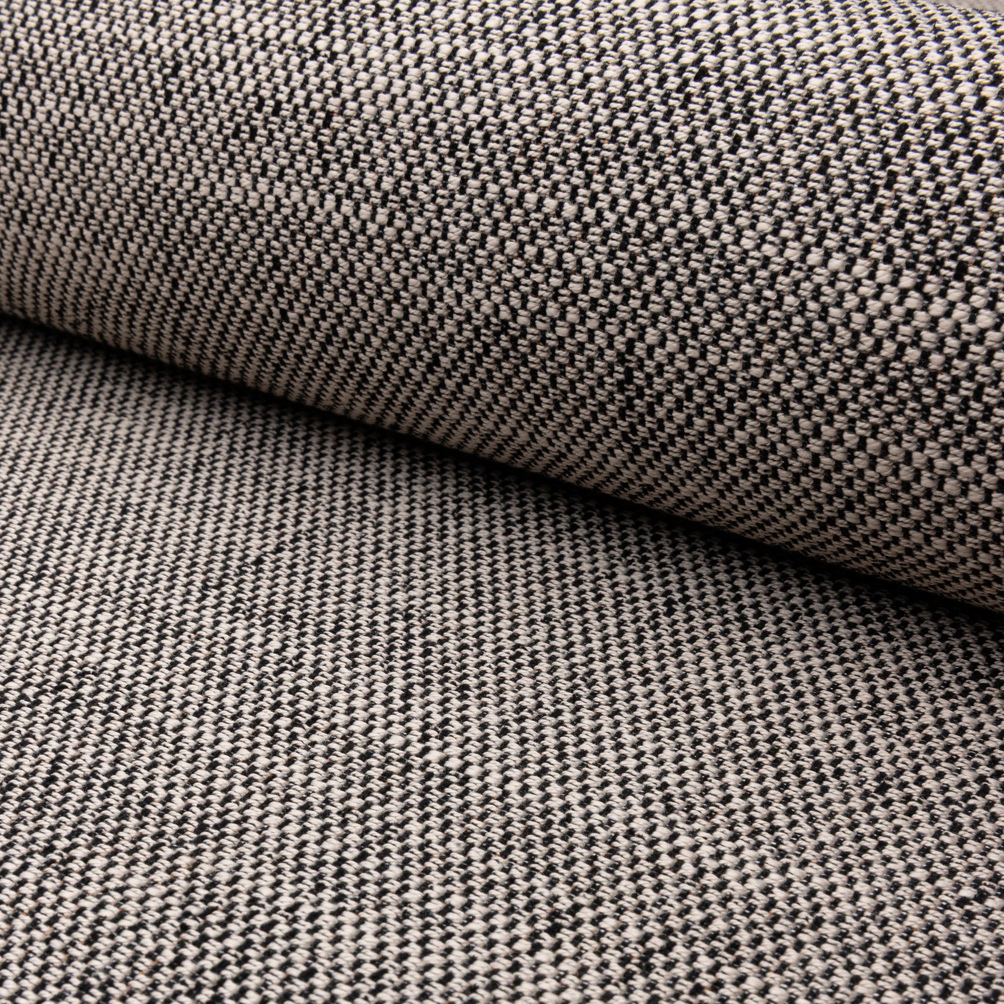 Black basketweave upholstery fabric by the yard, rolled bolt view