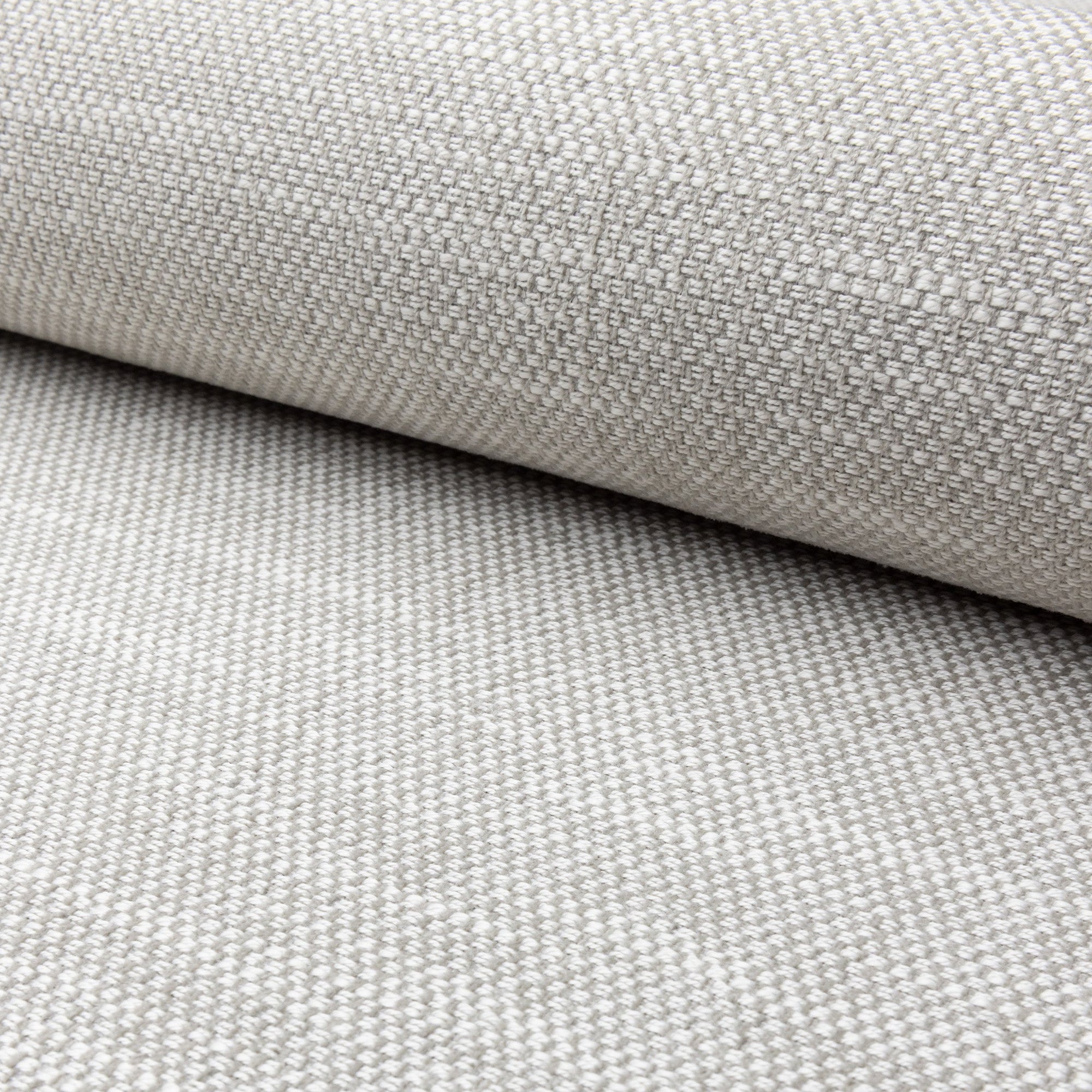 Light gray basketweave upholstery fabric by the yard, rolled bolt view