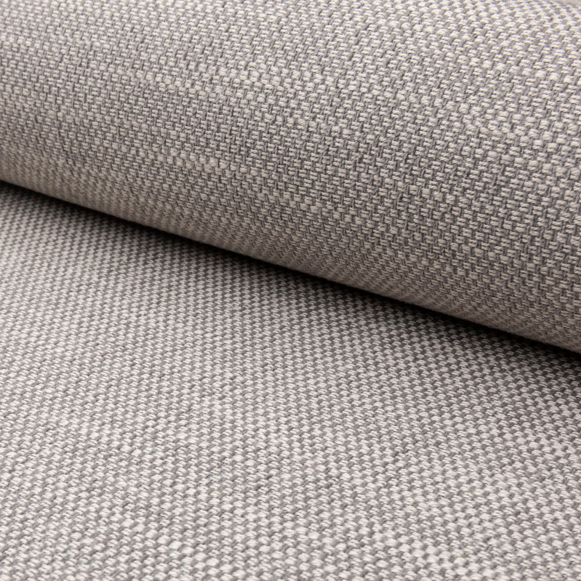 Gray basketweave upholstery fabric by the yard, rolled bolt view