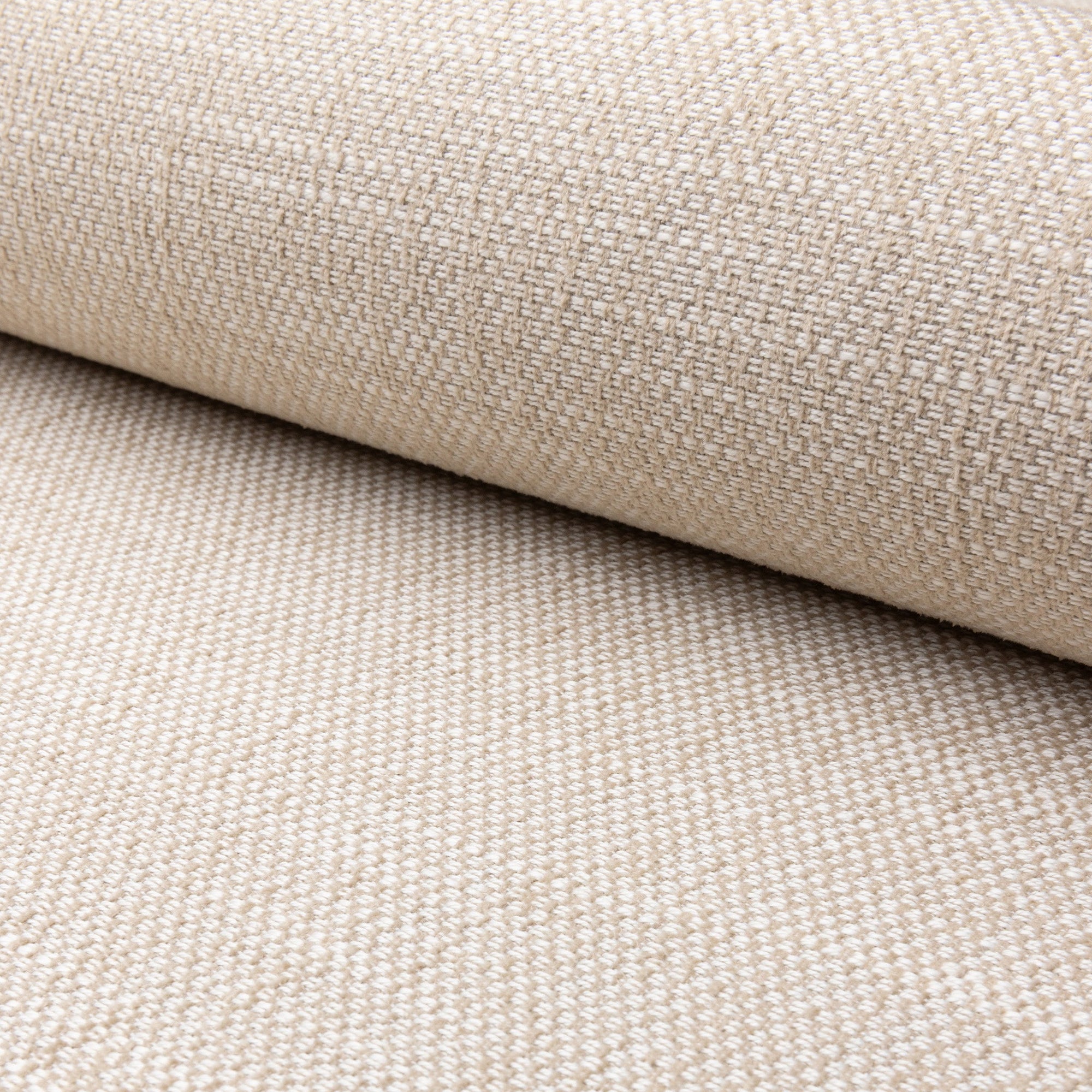 Beige basketweave upholstery fabric by the yard, rolled bolt view