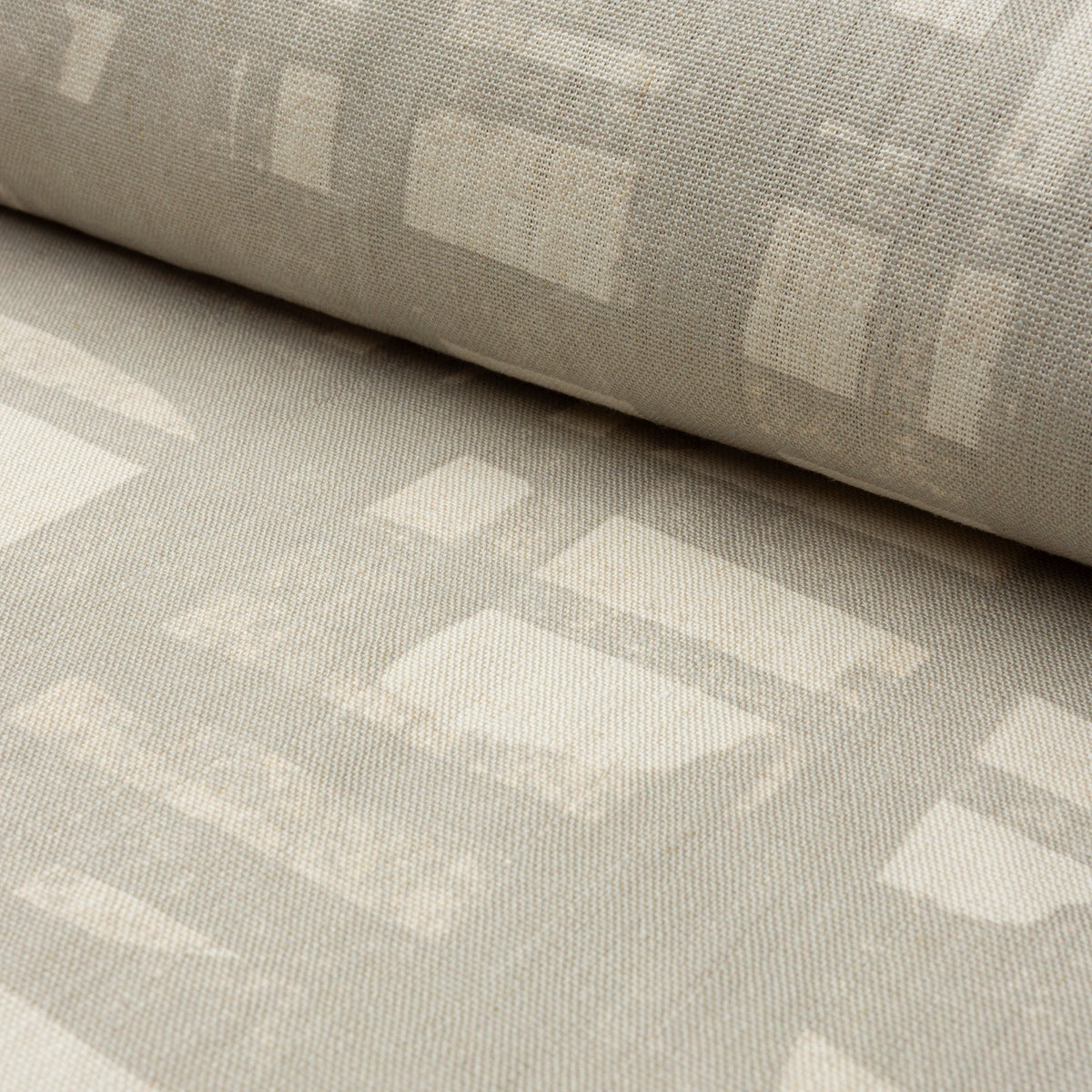 Natural cream brushstroke crosshatch linen fabric by the yard, rolled bolt view
