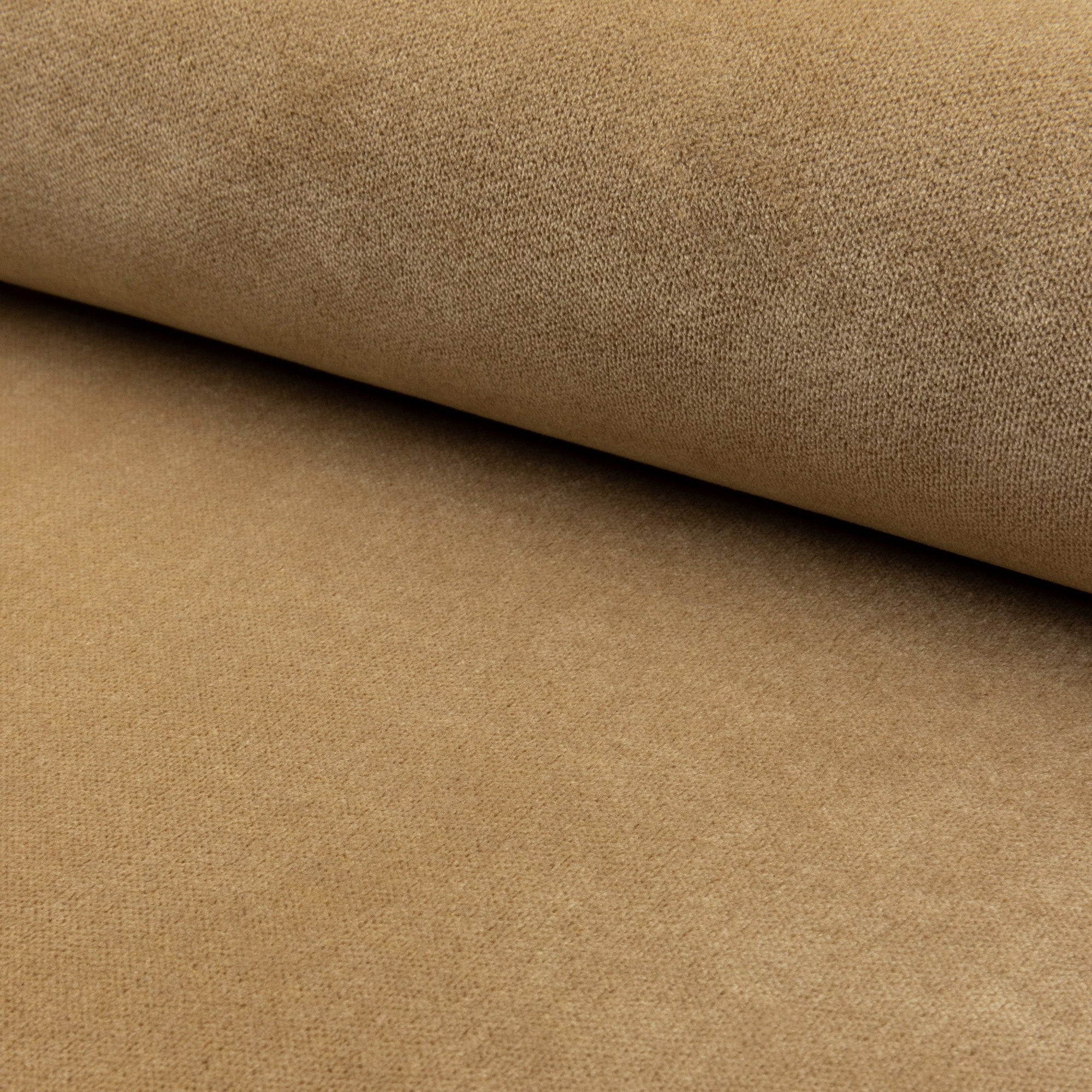 Gold velvet upholstery fabric by the yard, rolled bolt view