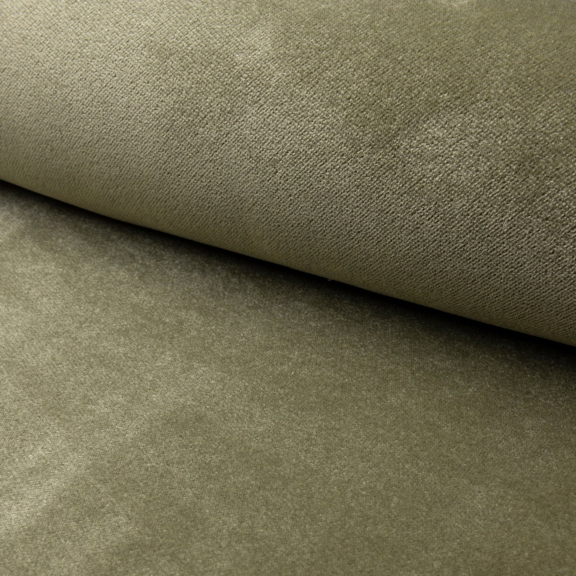 Green velvet upholstery fabric by the yard, rolled bolt view