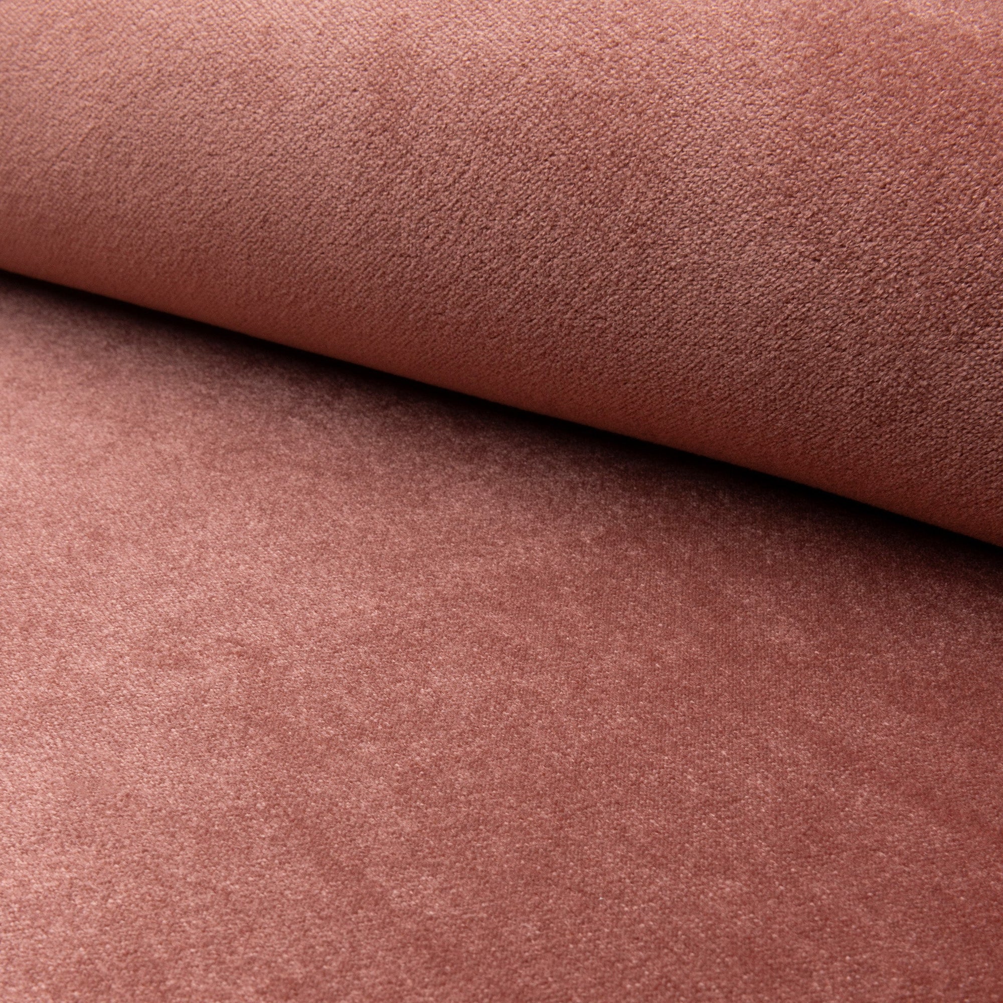 Pink velvet upholstery fabric by the yard, rolled bolt view