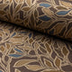 Brown botanical leaf jacquard upholstery fabric by the yard, rolled bolt view