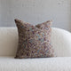 Deep maroon with teal botanical leaf jacquard throw pillow, 20-inch square
