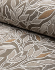 Sand botanical leaf jacquard upholstery fabric by the yard, rolled bolt view