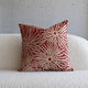 Red and cream sunburst jacquard throw pillow, 20-inch square