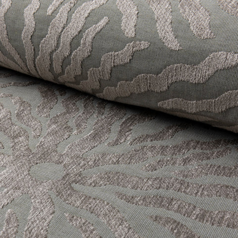 Sage green sunburst jacquard upholstery fabric by the yard, rolled bolt view