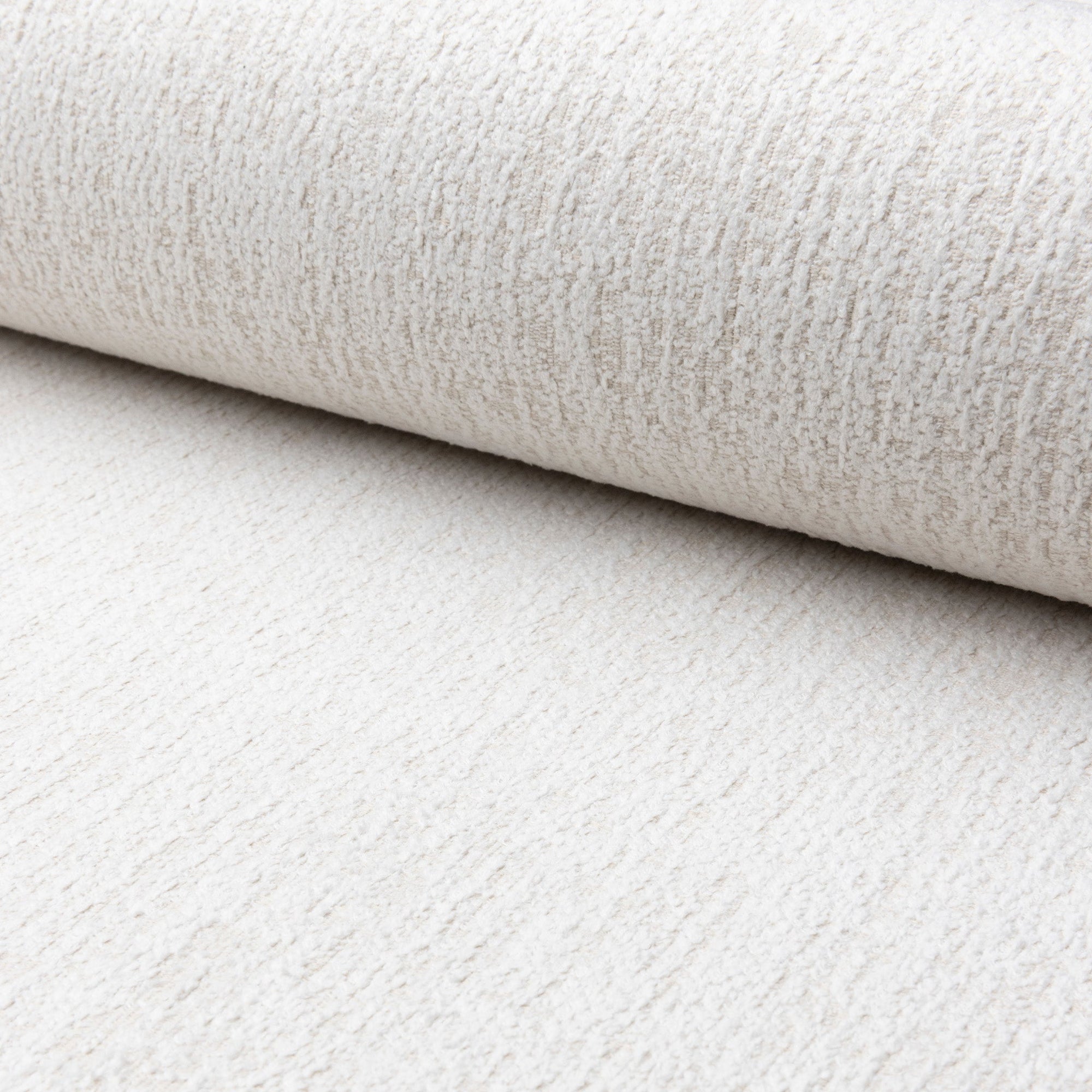 Cream chenille outdoor fabric by the yard, rolled bolt view