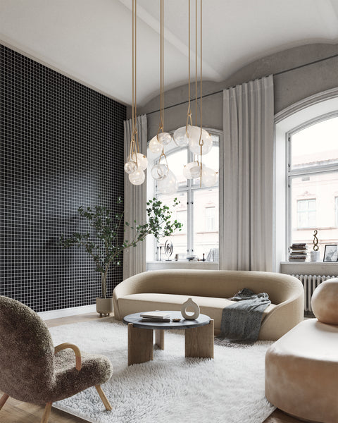 Grid - Small Thin Black and White Type II Commercial Wallcovering