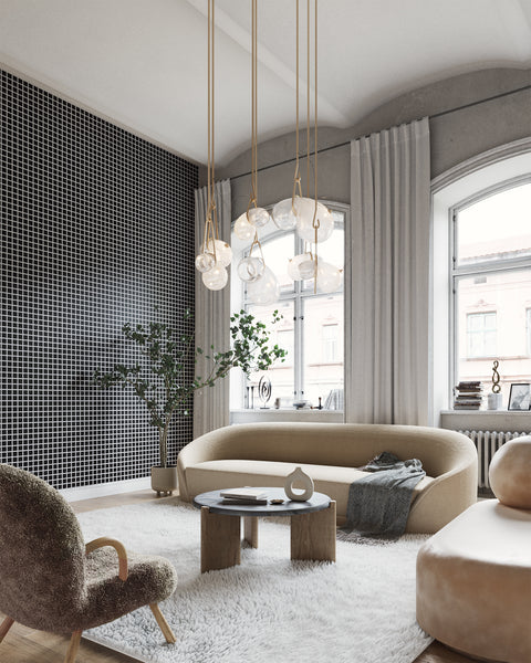 Grid - Small Bold Black and White Type II Commercial Wallcovering