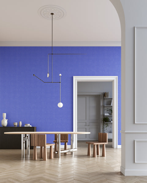 Grid - Small Thin Blue Type II Commercial Wallcovering