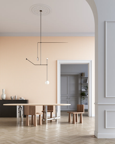 Grid - Small Thin Light Putty Type II Commercial Wallcovering