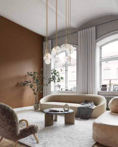 Grid - Small Bold Light Brown Type II Commercial Wallcovering