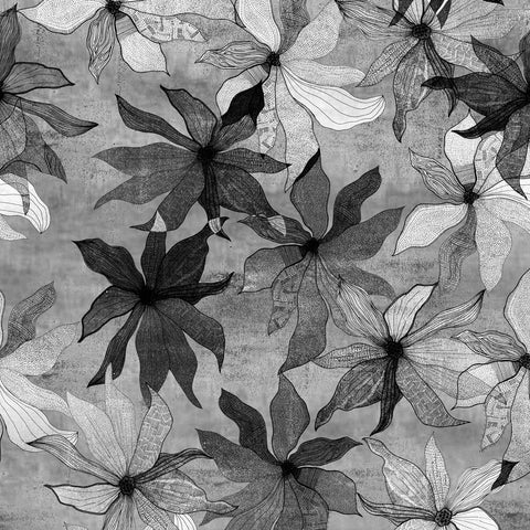 Black and white floral wallpaper pattern