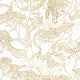 A wallpaper design featuring a botanical and snake motif gold, with detailed leaves and flowers on a white background.