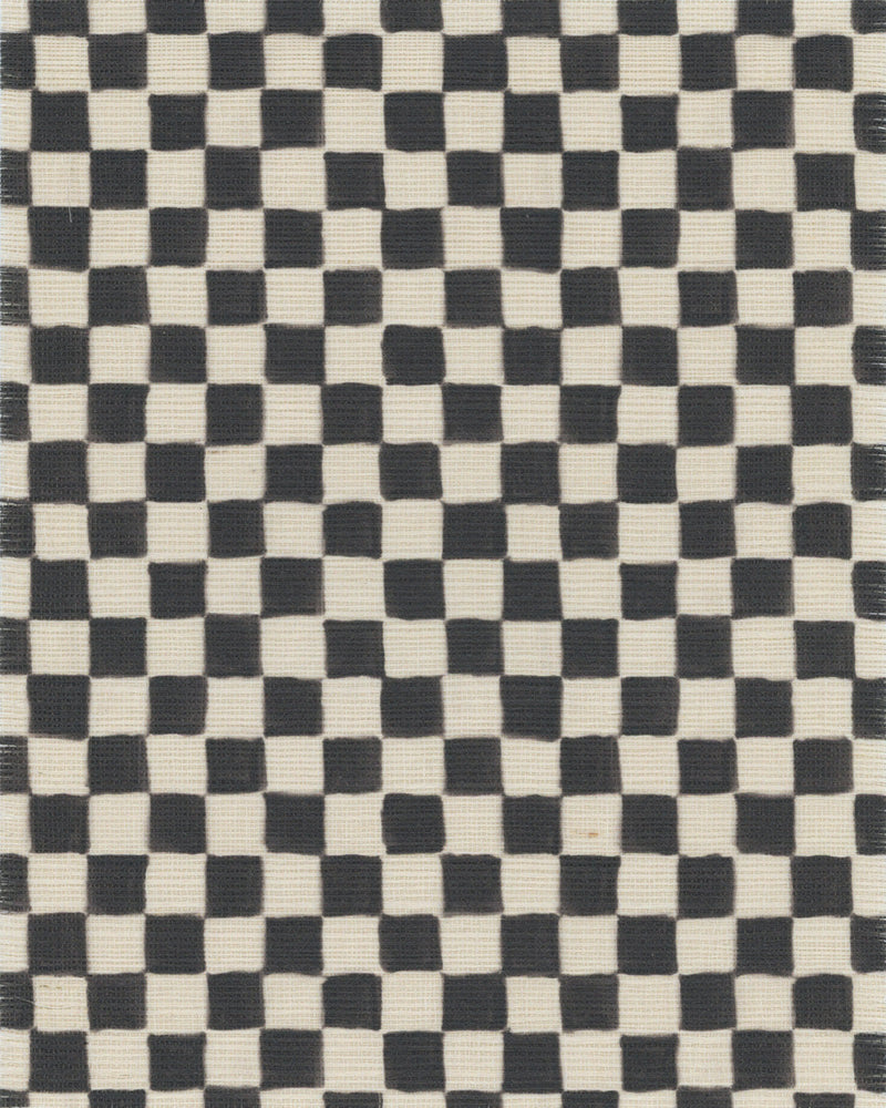 Grasscloth Checker Black Wallpaper Sample Crop